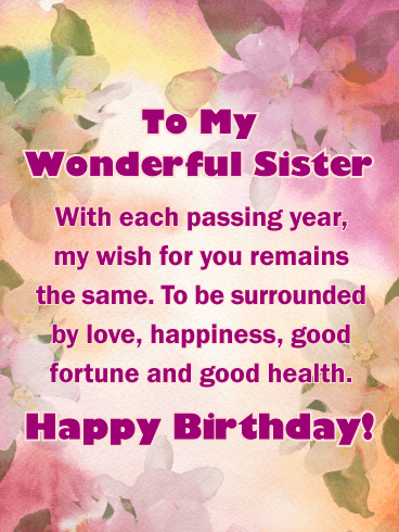 To My Wonderful Sister Sister Birthday Wishes To My Wonderful Sister Sister Birthday Wishes